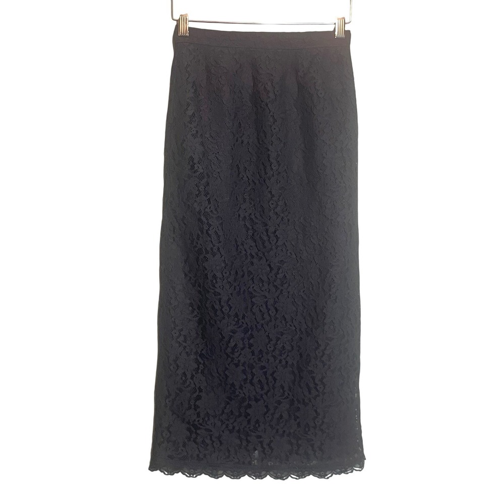 Gunne‎ Sax Gunnies Black Lace Skirt Vintage Bohemian Cottagecore